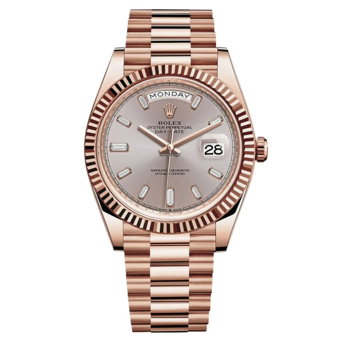 Rolex Daydate 40MM 18k Rose Gold / Fluted Bezel